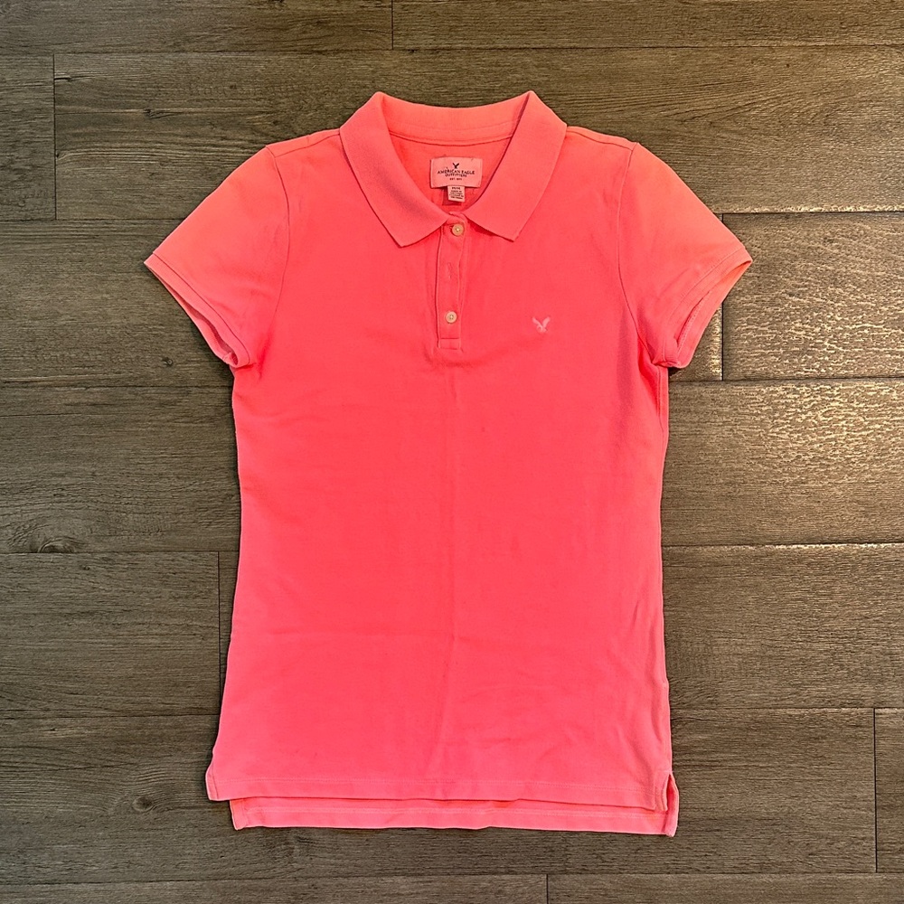 American Eagle Outfitters Coral Polo Shirt